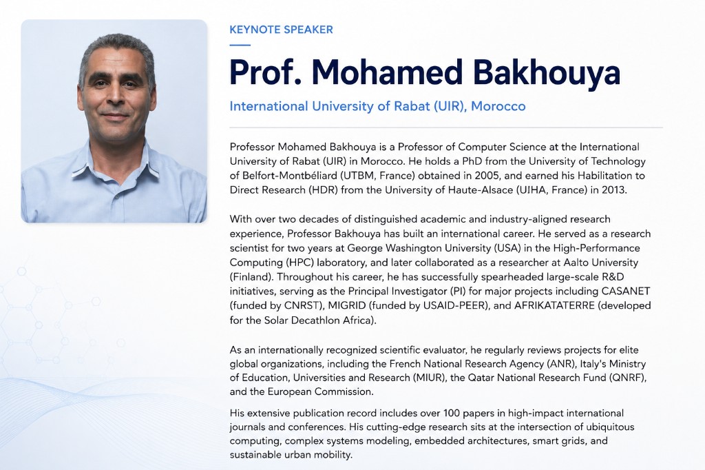 Prof. Mohamed Bakhouya — Professor of Computer Science, International University of Rabat (UIR), Morocco