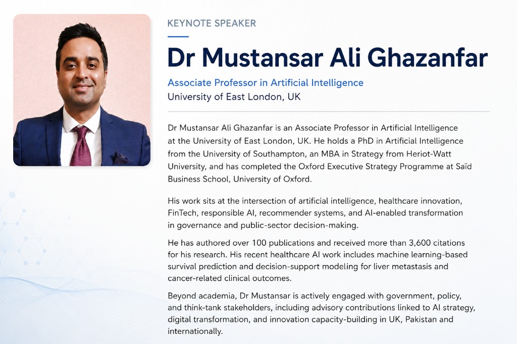 Dr Mustansar Ali Ghazanfar — Associate Professor in Artificial Intelligence, University of East London, UK